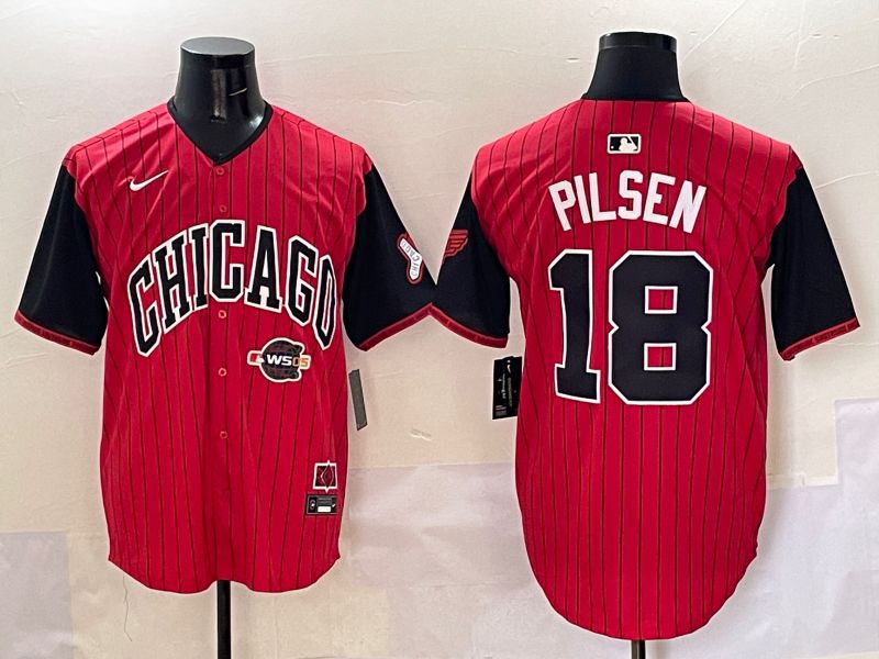 Men Chicago White Sox #18 Pilsen Red Stripe Joint Name Nike 2025 MLB Jersey style 26